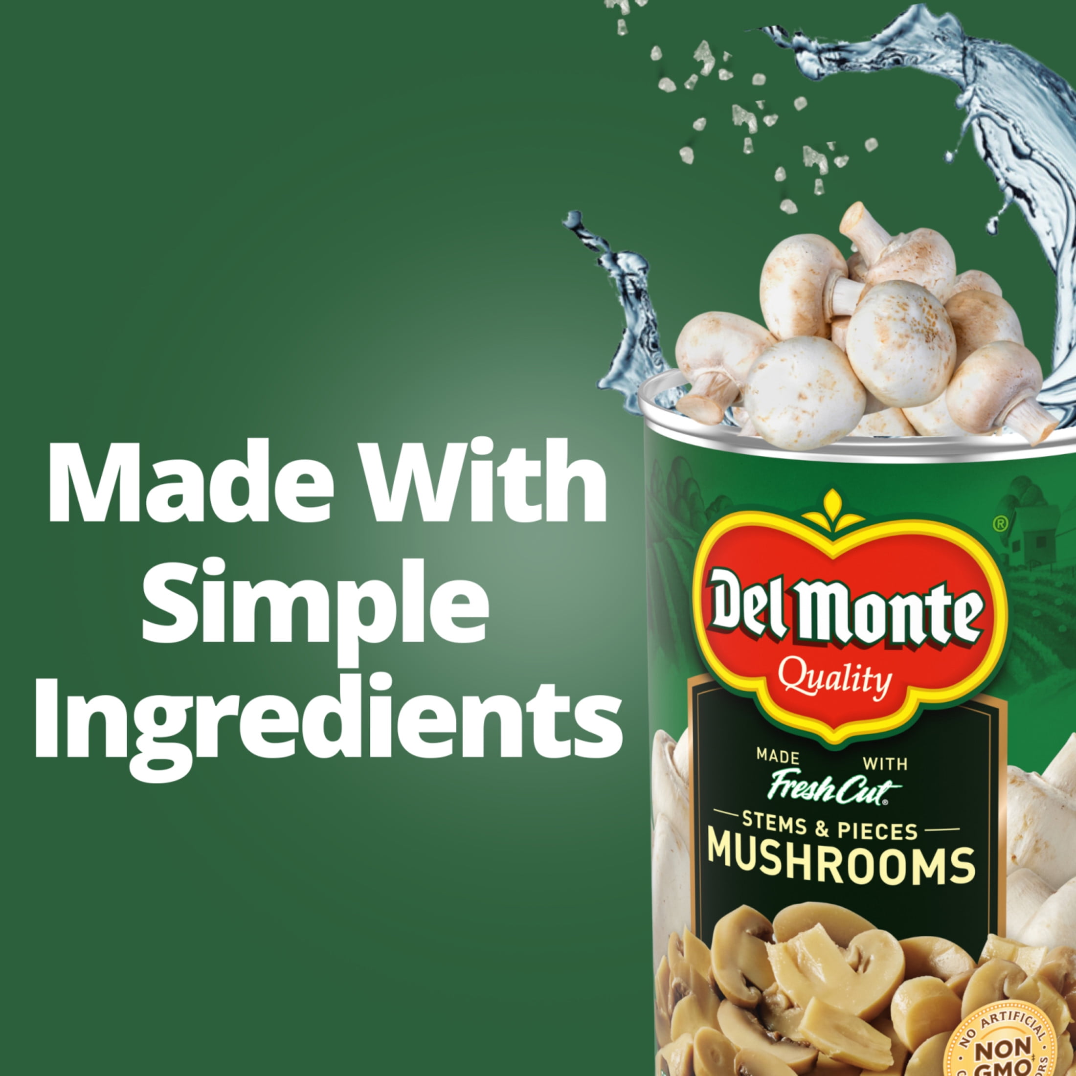 (12 pack) Del Monte Mushroom Stems and Pieces, 8 oz Can, Canned Vegetables