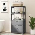 thumbnail image 3 of Gymax Bathroom Storage Cabinet w/Drawer Shelf Cupboard Floor Cabinet Grey, 3 of 10