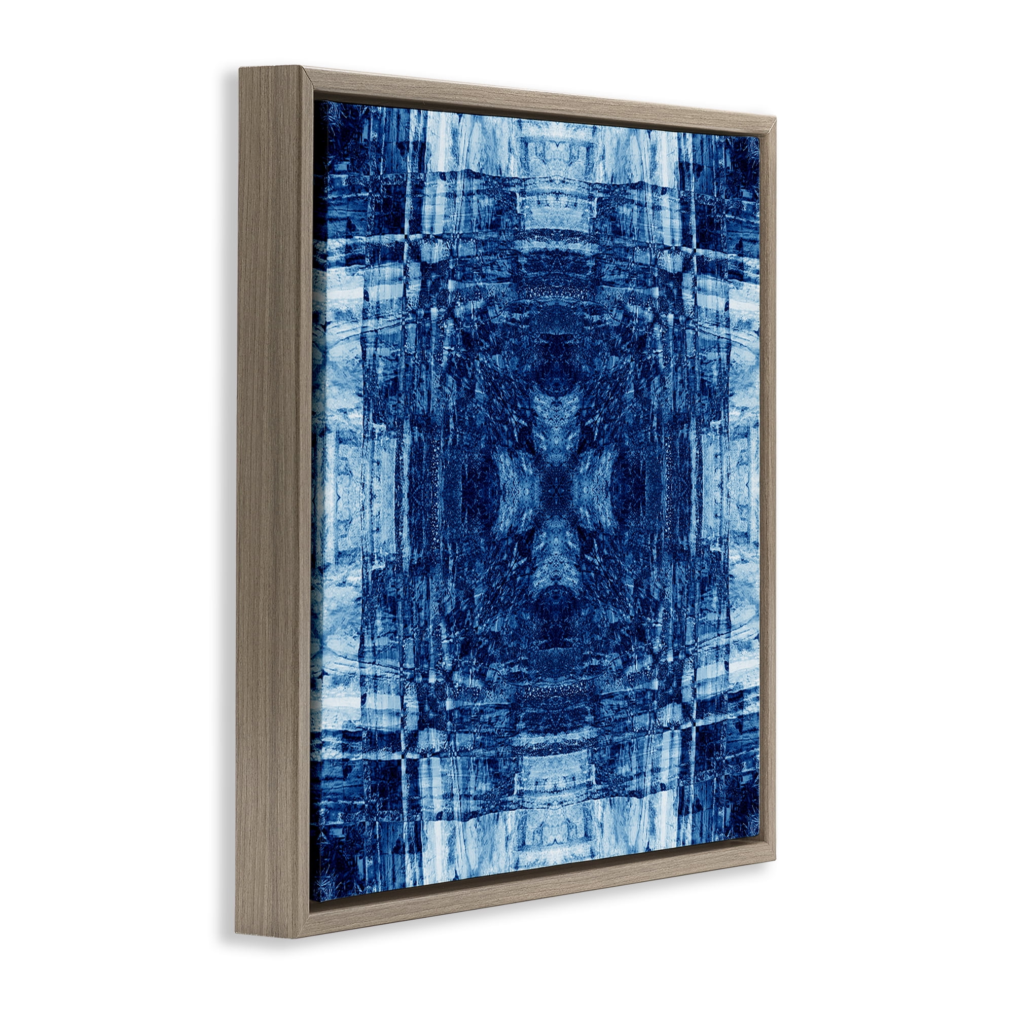 Stupell Industries Linear Geometric Pattern Abstract Painting Brown Floater Framed Canvas Art Print Wall Art, 18 x 18