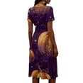 thumbnail image 5 of Halloween Dresses for Women Witch Hat Short Sleeve Ghost Casual Wrap Dresses Pumpkin V Neck Cute Wedding Guest Dress S, 5 of 5