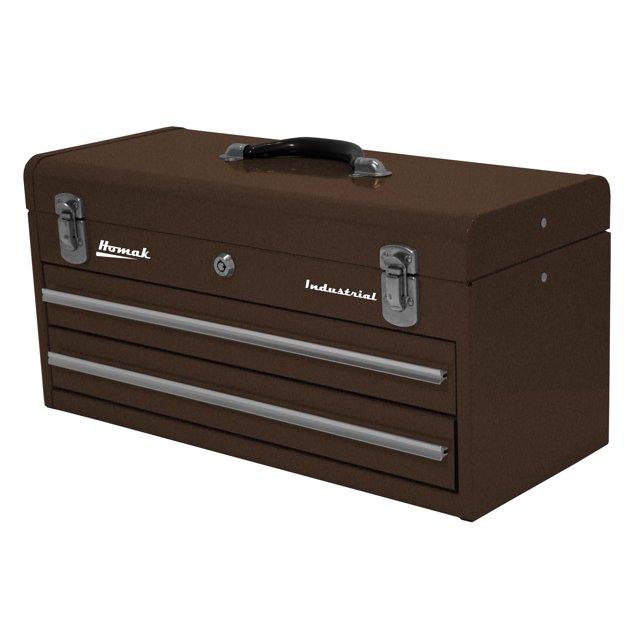 Homak Industrial 20-Inch 2-Drawer Friction Toolbox, Brown Winkle Powder Coat, BW00202200
