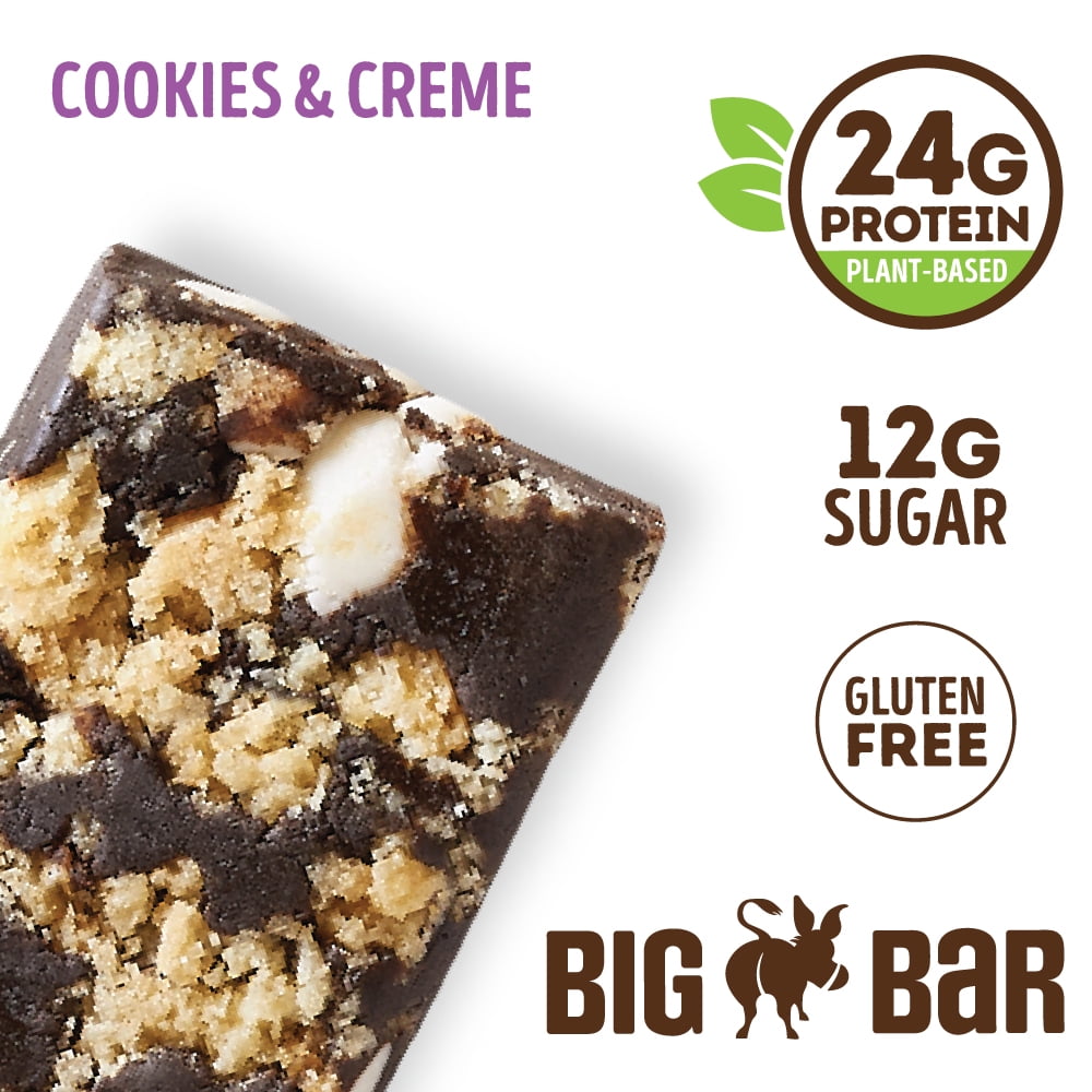 Cookie-fied Big Bar Cookies & Creme, Plant-Based Protein Bar, Gluten-Free, Vegan and Non-GMO, 12 Count