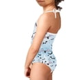 thumbnail image 4 of FOR U DESIGNS Novelty Blue One Piece Swimsuit Bats Lace-up Swimwear Size 7-8T Stars Moons Summer Sleeveless Beach Bathing Suit for Kids Girls, Halloween Day, 4 of 6