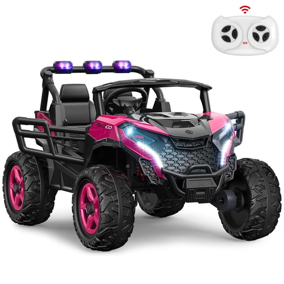 East doll 24V Kids Ride on UTV Car, 2 Seater Ride on Toy for Big Kids, Power Ride on Car for Boys, 4WD 800W Motors, Kid Electric Car Aged 3-8Y , 5.1 MPH , EVA Wheels, Remote Control, Music, Pink