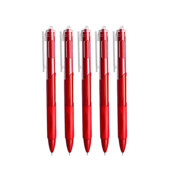 5 Pcs Retractable Gel Pens,Red Ink Pens for Office,0.5Mm Fine Point Pens,Retractable Smooth Writing Pens,Comfortable Grip Click Pens,Retractable Gel Ink Pens for Writing,Drawing,Journaling,Red