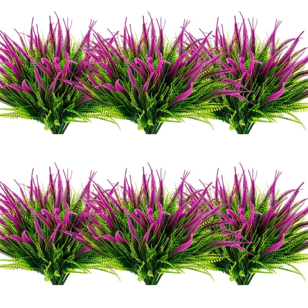 Plantas artificiales AUMVEYI, 12 ramos resistentes a los rayos UV, 46 cm