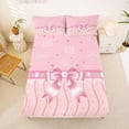 thumbnail image 5 of Manfei Pink Bowknot Bed Sheets For Girl,Dreamy Princess Style King Sheets For Kids,4 Pieces, 5 of 6