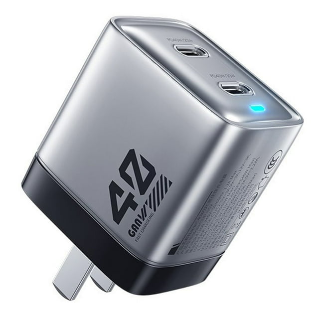 U128 USB C Wall Charger Block 40W Pd Power Fast Type C Charging Block Plug Double Ports Adapter CN Plug Silver