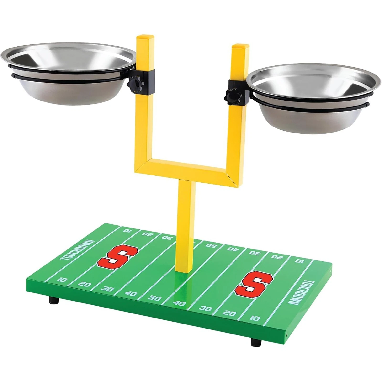 Pets First NCAA Football Goalpost Elevated Dog Feeder Stainless Steel Bowl
