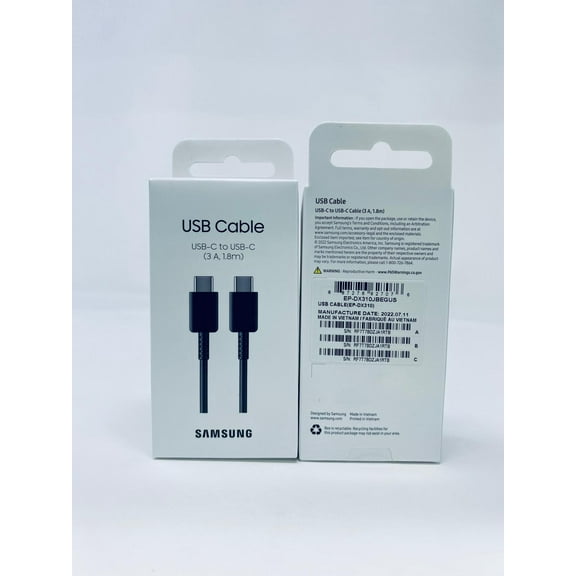 Samsung 3A - 1.8m  USB-C to USB-C - Charge and Sync Cable - Black