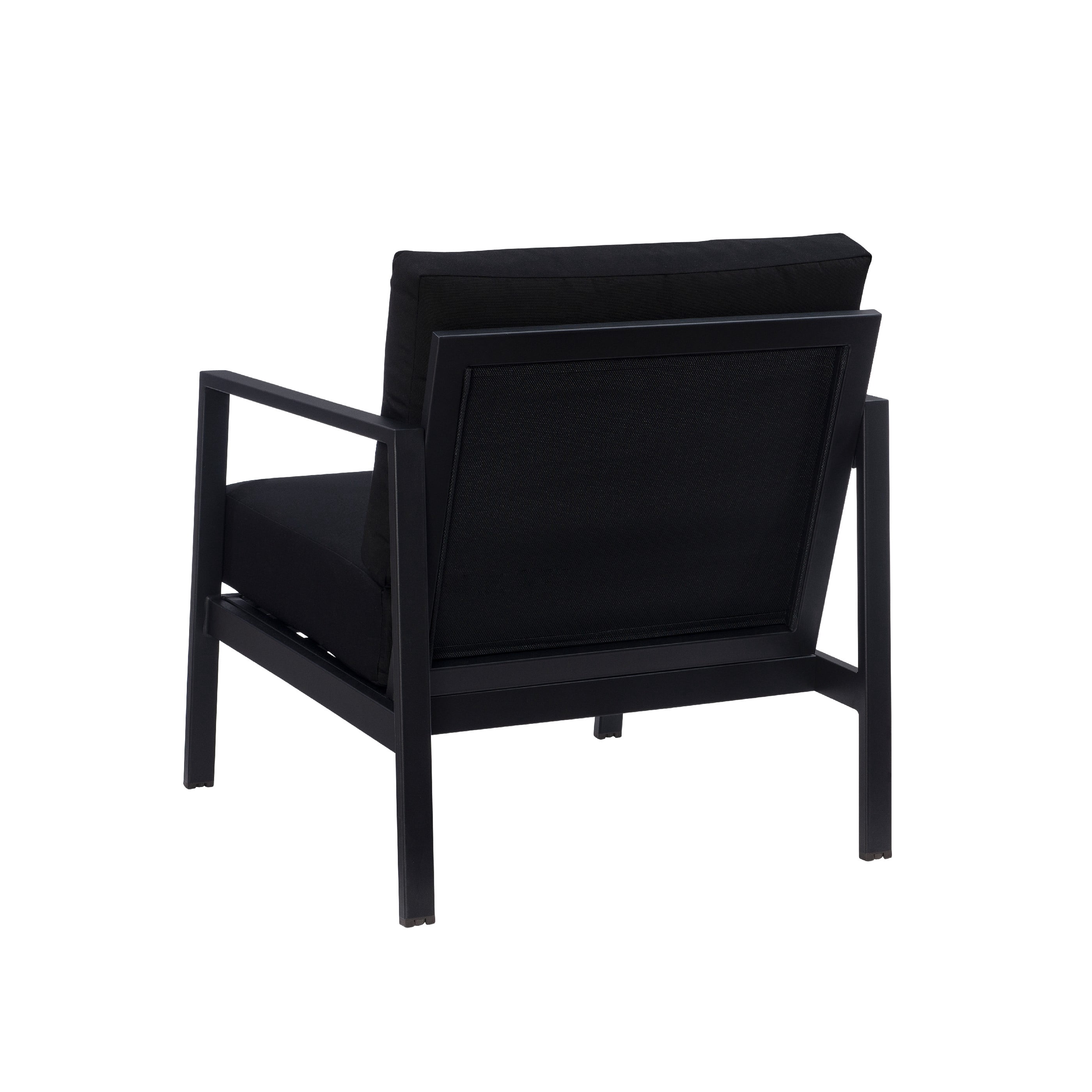 Linon Arlington Metal Outdoor Lounge Chair with Cusions, Black