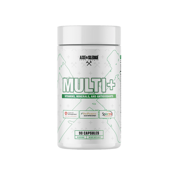 Axe & Sledge Multi Plus Multivitamin | 24 Bioavailable Vitamins & Minerals, Ashwagandha | Multivitamin for Women and Men for Daily Nutritional Support | 90 Capsules, 30 Servings