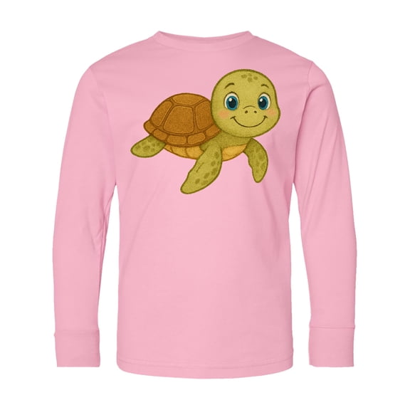 Inktastic Cute Smiling Turtle Illustration for Kids Long Sleeve Youth T-Shirt