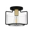 thumbnail image 3 of Bernbrooke 9.38 in. 1-Light Matte Black and Brushed Gold Flush Mount, 3 of 3