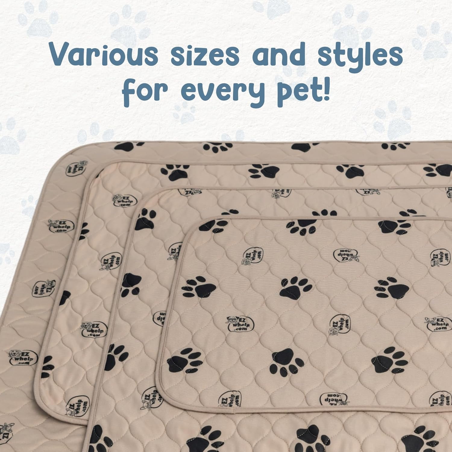 EZwhelp Reusable Dog Pee Pads, 24x36 Inch 2 Pack – Washable Waterproof Puppy Training & Whelping Pads, Leakproof, Durable, Reusable with Rounded Corners