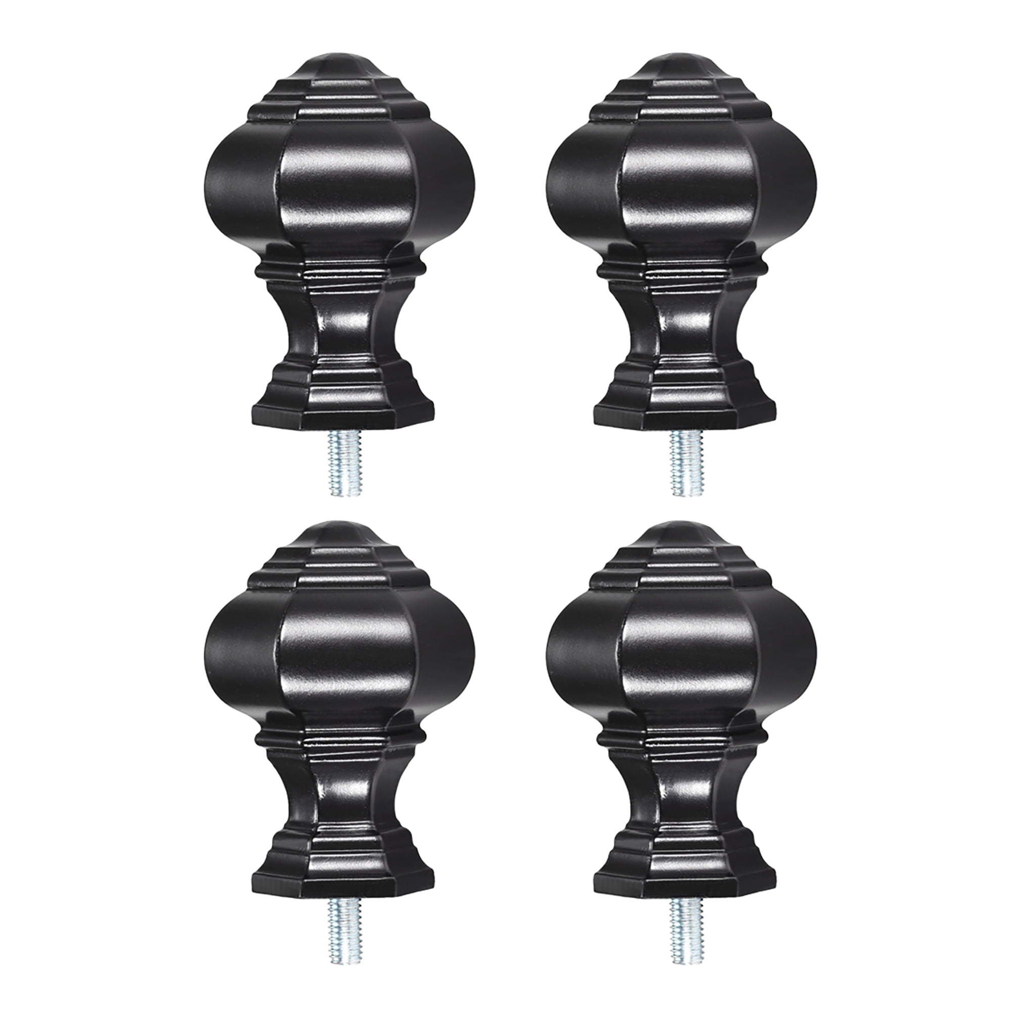 Uxcell 14mm Dia Curtain Rod Finials Plastic Black 4Pack