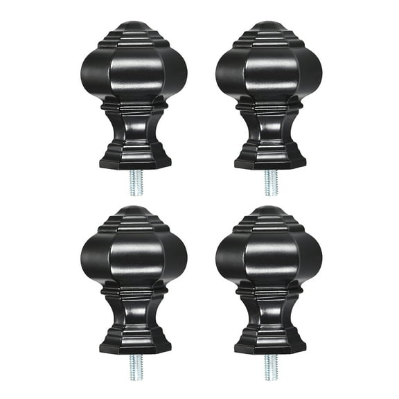 Uxcell 14mm Dia Curtain Rod Finials Plastic Black 4Pack
