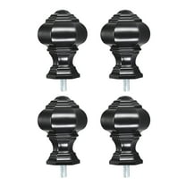Uxcell 14mm Dia Curtain Rod Finials Plastic Black 4Pack