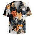 thumbnail image 6 of Uwinwear Linen Cotton Short Sleeve For Men Button Up V Neck Shirts Lightweight Printed Tops Hawaiian Summer Beach Casual Shirts Breathable Casual Wear,Black,M, 6 of 8