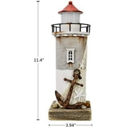 Wooden Lighthouse Decor with Light, Decorative Nautical Lighthouse Rustic Ocean Sea Beach Themed Lighthouse Decoration, Handcrafted Tabletop Nautical Themed Home Decor Bathroom Decor (11.4“H)