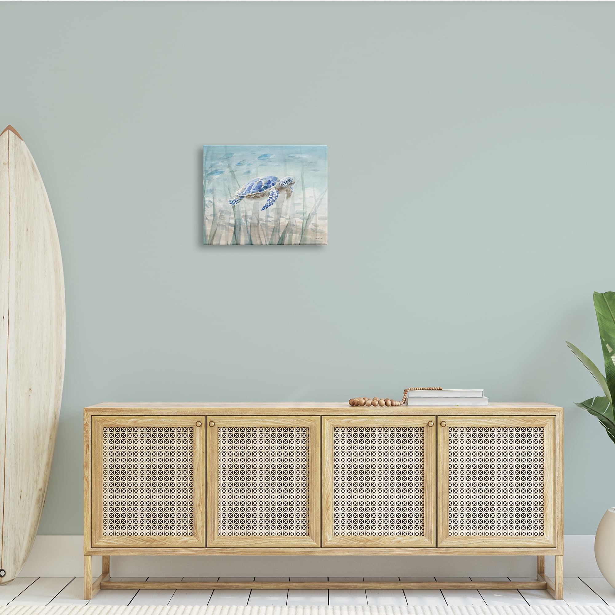Stupell Industries Baby Sea Turtle Blue Speckled Aquatic Animal Ocean, 20 x 16, Design by Danhui Nai