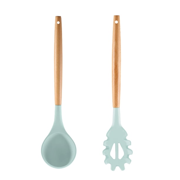 El utensilio libre no tóxico de los artilugios de la cocina de la manija de madera 2PCS fijó para el Cookware antiadherente