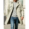 thumbnail image 4 of Spring Fall Men Double Breasted Casual Lapel Trench Coat Belted Windbreaker, 4 of 8