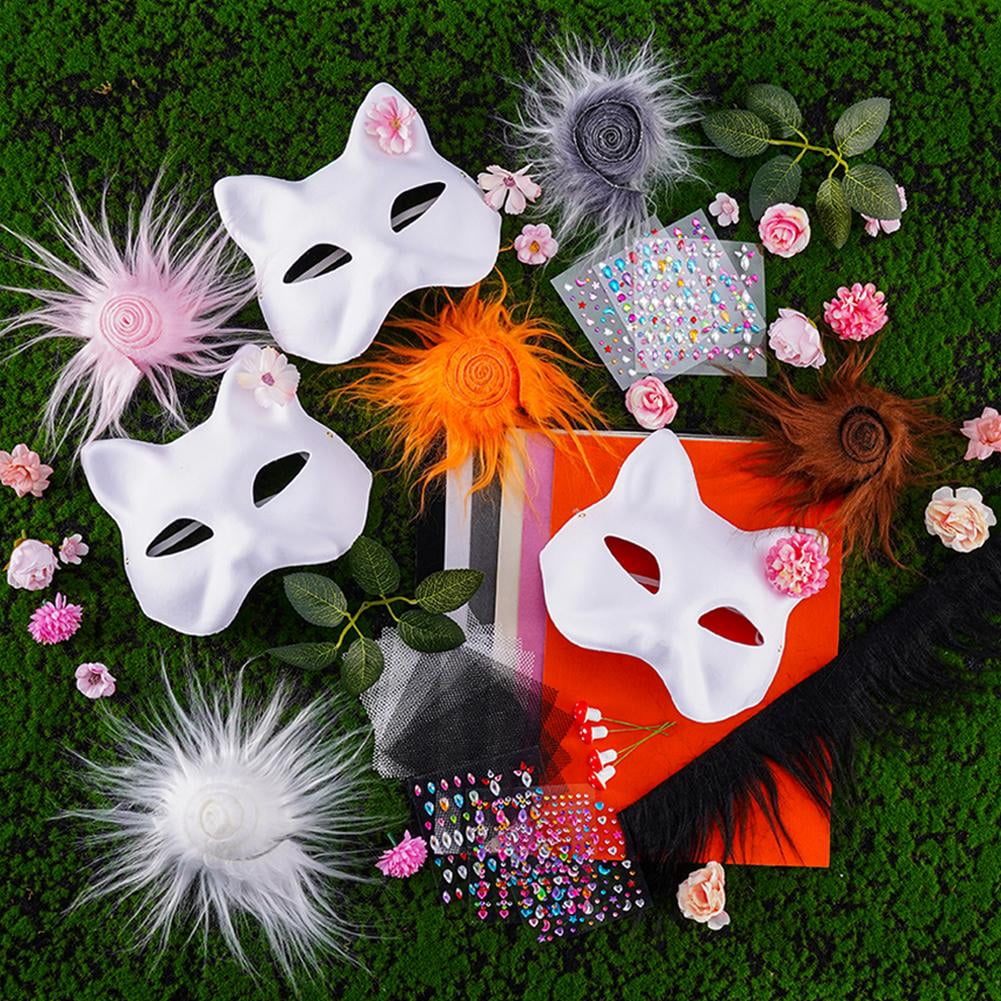 DIY Cat Mask Craft Kit, Blank Felt & Plush Material Set for Therian Gear, Create Your Own Unique Cat Mask
