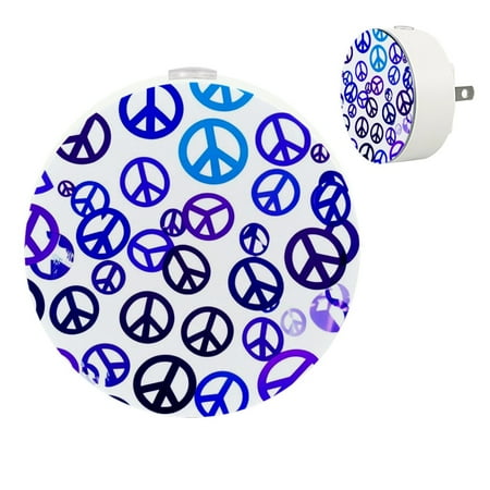 

Night Lights Plug Into Wall [2 Pack] Night Light for Kids LED Nightlight with Dusk to Dawn Sensor for Bathroom Decor Children Room Galaxy Universe Art Peace Sign