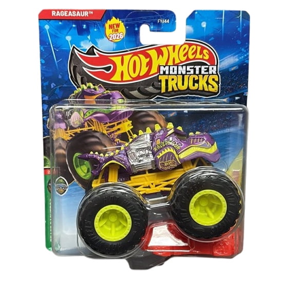 Mattel - Hot Wheels Monster Truck Beast Bashers - RAGEASAUR & CRUSHED CAR [JHY42]