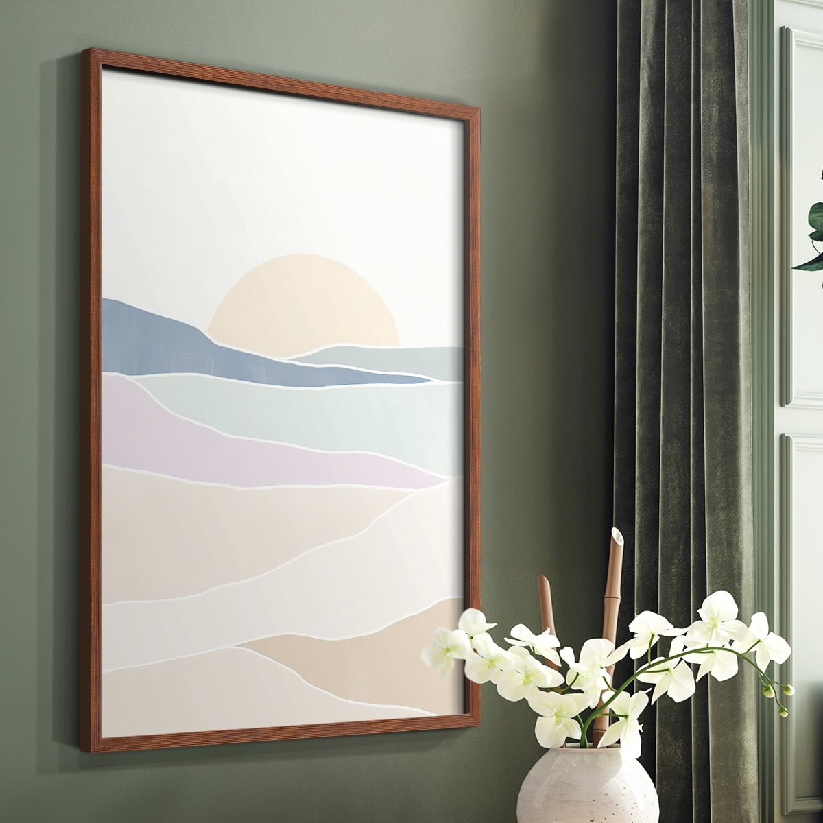 Wave Tableau II Framed Print in Brown Solid Wood 8 x 10 Framed Print