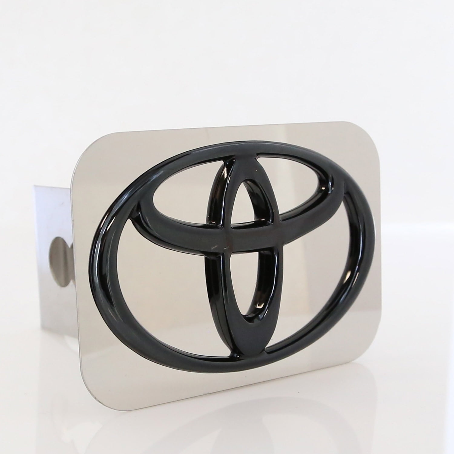 Toyota Pearl Logo Hitch Cover Plug (Black on Chrome)