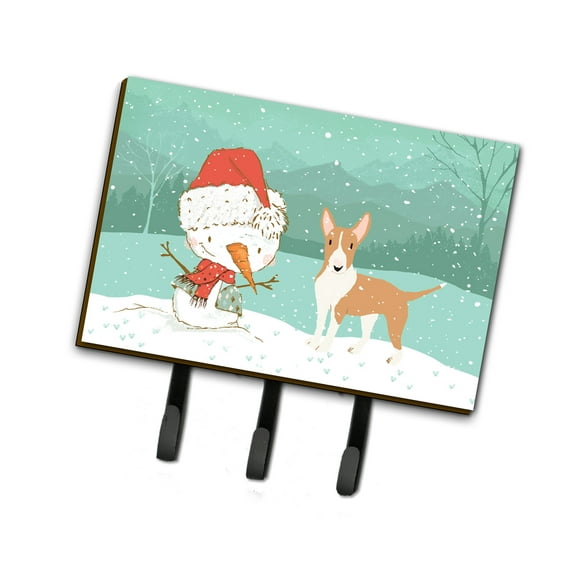 Fawn Bull Terrier Snowman Christmas Leash or Key Holder