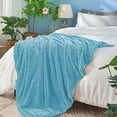 thumbnail image 4 of inhand Blue Fleece Twin Blanket Flannel Leaves Pattern 60x90 Inches, 4 of 14