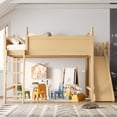 thumbnail image 4 of Harper & Bright Designs Queen Size Loft Bed with Wardrobe and Storage Shelves, Solid Wood Loft Bed Frame with Detachable Slide and Ladders, Natural, 4 of 12