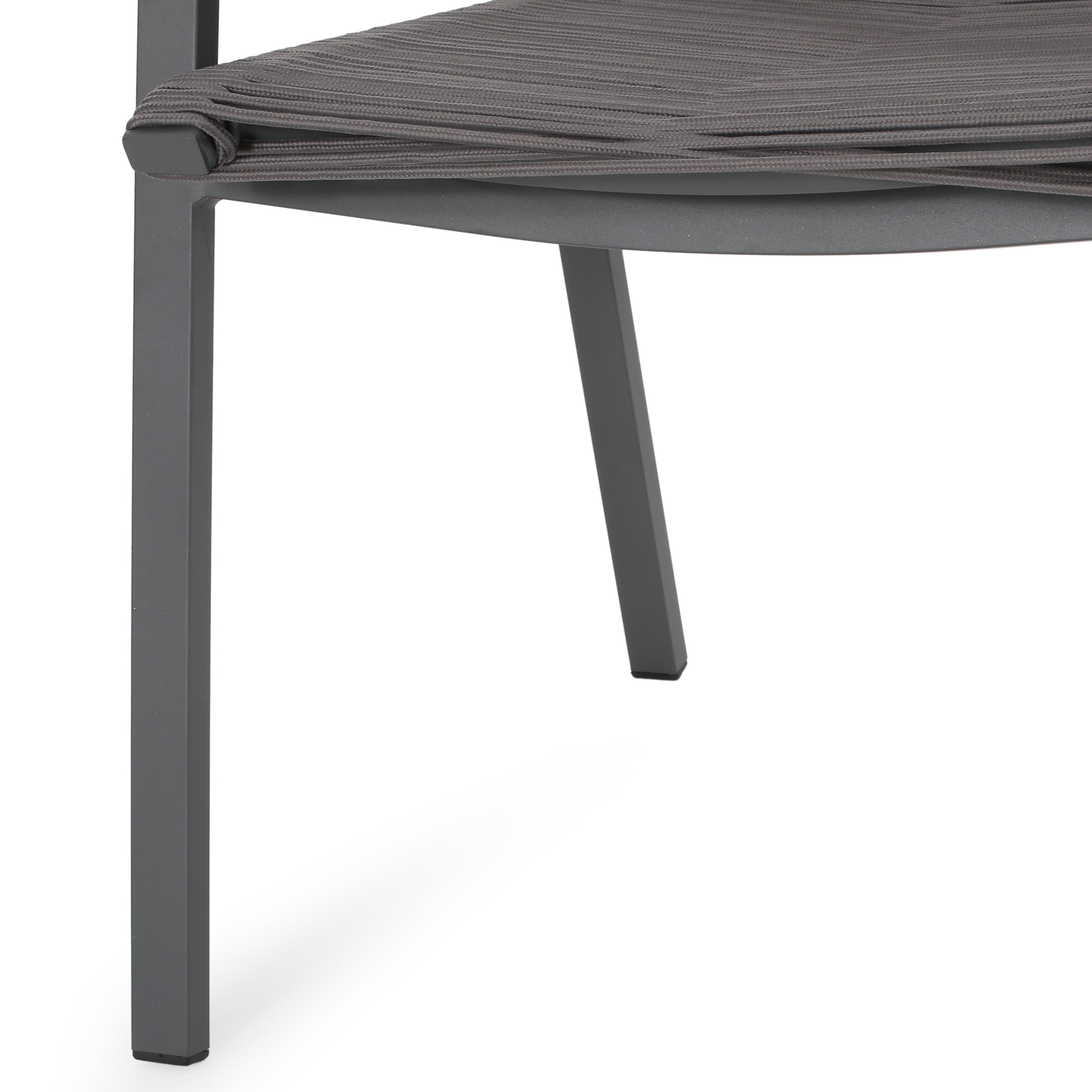 Croix Outdoor Modern Aluminum Dining Chair with Rope Seat, Set of 2, Gray and Dark Gray