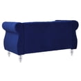 thumbnail image 4 of Passion Furniture Westwood 60 in. Navy Blue Velvet 2-Seater Sofa with Wood Legs, 4 of 5