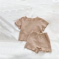 thumbnail image 2 of Coerni Toddler Girl Short Sleeved Solid Color T Shirt Top Shorts Pocket Home Clothes Loose Sports Suit Summer Baby Clothes, 2 of 4