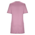 thumbnail image 7 of Fglymey Womens Summer Solid Color Square Neck Short Sleeve Dress With Pockets - Casual Athleisure Tee​​ Pink 2XL, 7 of 7