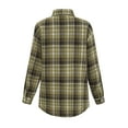 thumbnail image 2 of Womens Button Down Flannel Shirts Long Sleeve Plaid Shackets Business Casual Blouse Top Olive S, 2 of 4