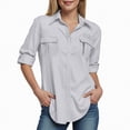 thumbnail image 3 of Gvdentm Womens Button Dress Shirts S-2XL Solid Long Sleeve Formal Collared Shirt Casual Business Blouse for Women (Light Gray,XL), 3 of 7