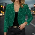 thumbnail image 2 of Rotm Sequin Jackets Women's Lightweight Sequin Cardigan Open Front Blouse Casual Spring Summer Rhinestone Jacket Stylish Shiny Glitter Outerwear Dark Green,L, 2 of 7