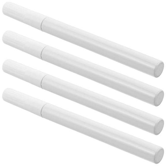OUNONA 4Pcs Ultra Fine Tip Refillable Paint Markers White Oil Based for Metal Plastic Wood