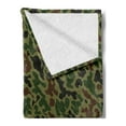 thumbnail image 2 of Camo Soft Flannel Fleece Throw Blanket, Summer Camouflage Pattern Grungy Texture Hidden in Jungle Retro Style Print, Cozy Plush for Indoor and Outdoor Use, 50" x 70", Khaki Green Brown, by Ambesonne, 2 of 5