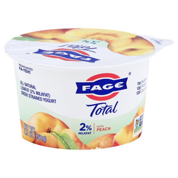 FAGE Total 2 Low Fat Greek Strained Yogurt with Peach 5.3oz Walmart