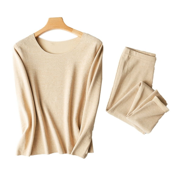 Women’s Thermal Long Johns Sets Fleece Lined 2 Pcs Underwear Top & Bottom Pajama Set Double side wearable