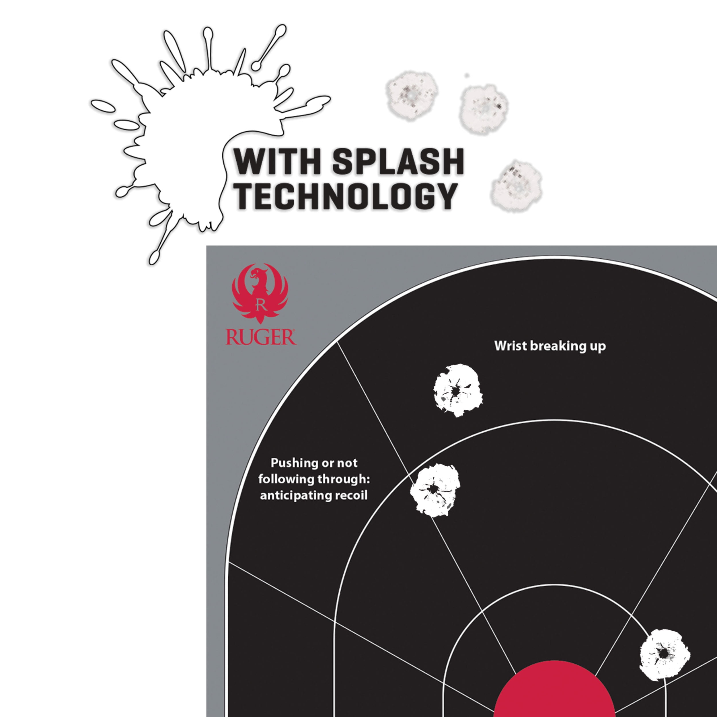 Ruger Splash Adhesive Paper Shooting Targets, Handgun