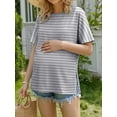 thumbnail image 4 of Weardear 4 Packs Maternity Shirts Crew Neck Batwing Short Sleeve Pregnancy Tunic Tops Split Side Summer T Shirt for Women, 4 of 6