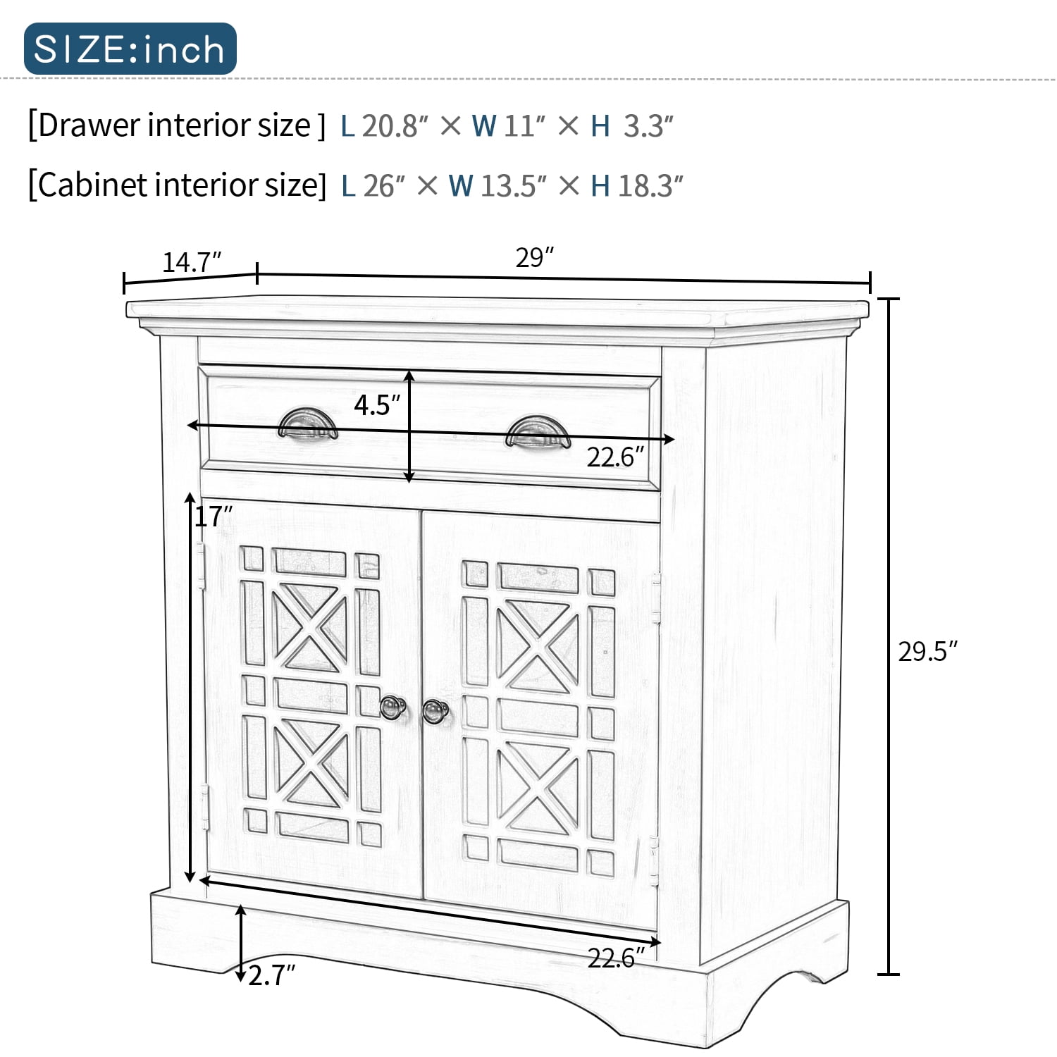 Kepooman Retro Wooden Storage Cabinet with 2 Doors & Big Drawer for Home Office, 29" L x 14.7" W x 29.5" H, Espresso Kepooman Retro Wooden Storage Cabinet with 2 Doors & Big Drawer for Home Office, 29" L x 14.7" W x 29.5" H, Espresso