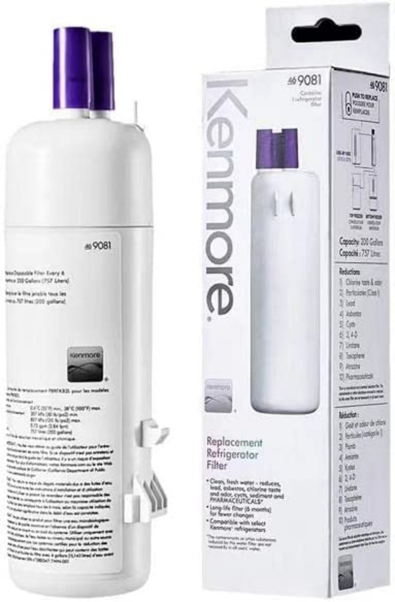 Ice and Water Filter Refrigerator Replacement Kenmore, 9081, 1Pack